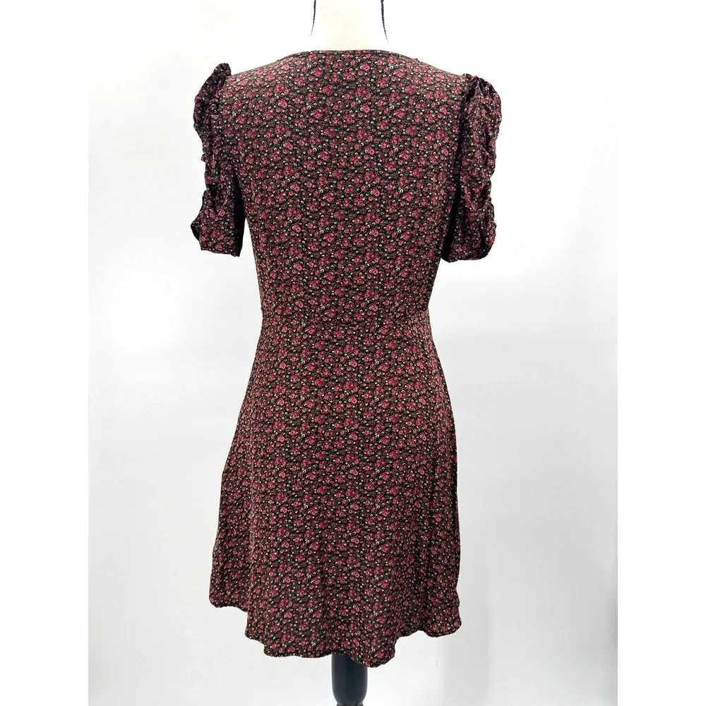 Whimsigoth Gap Ditzy Floral Mini Dress Small Ruched Fairy Grunge Dark Cottage - Picture 4 of 14